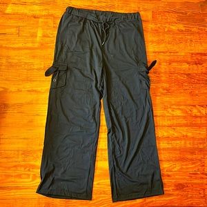 Women’s Work Out Leggings Stretch Waist Button Loose Pants